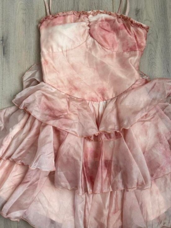 unbranded Dresses & Skirts - Pink tie-dye Ballet core dress with ruffles #tiedye #festival Size Small